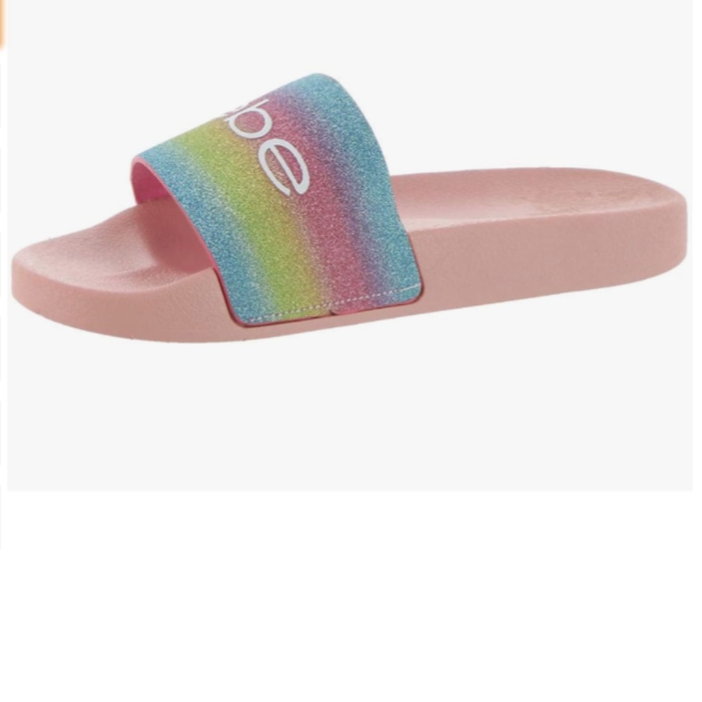 bebe Rainbow Slide Sandals in Multi Pink sz 7